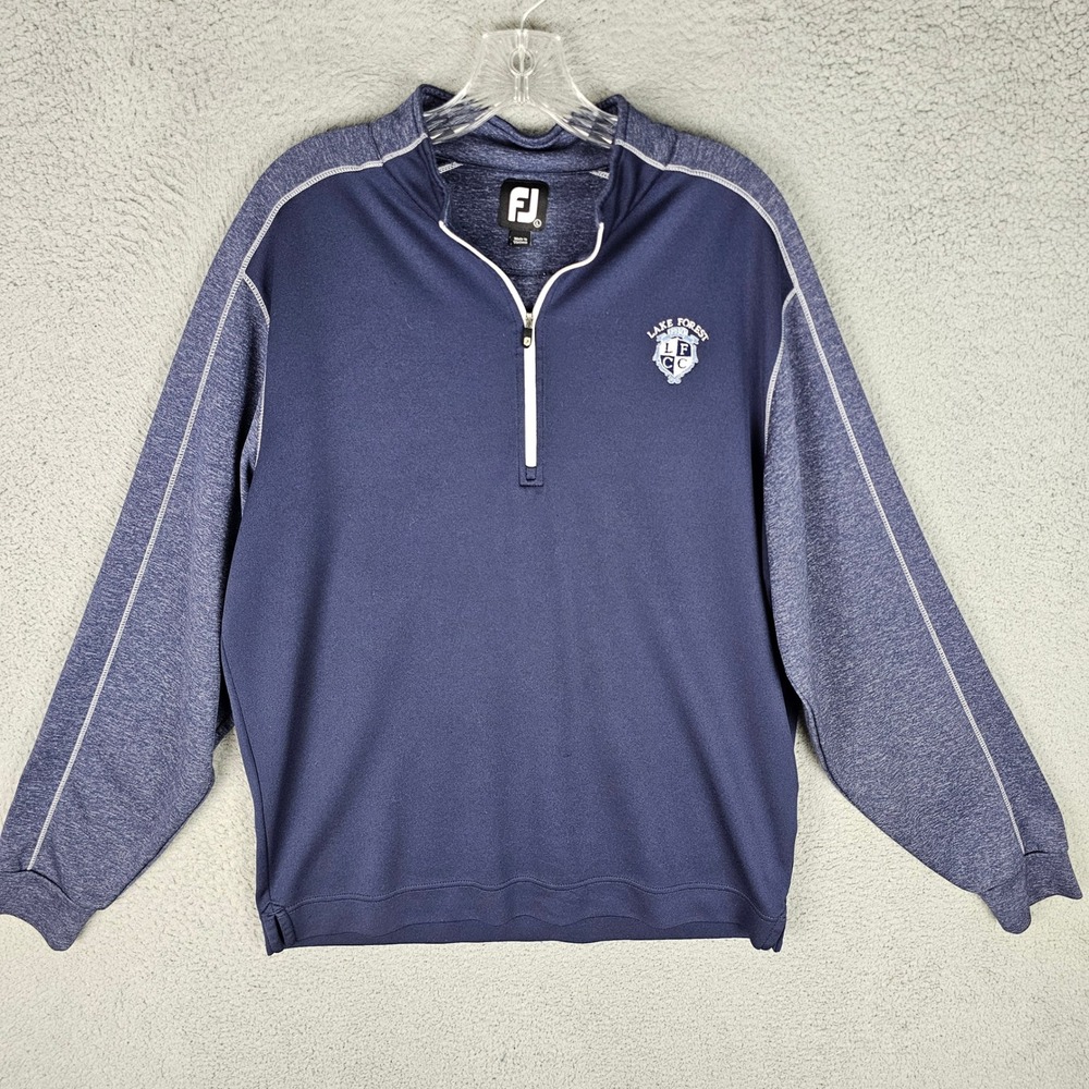 FootJoy Pullover Mens Large Blue Lake Forest CC Quarter Zip Golf Sweater 045892